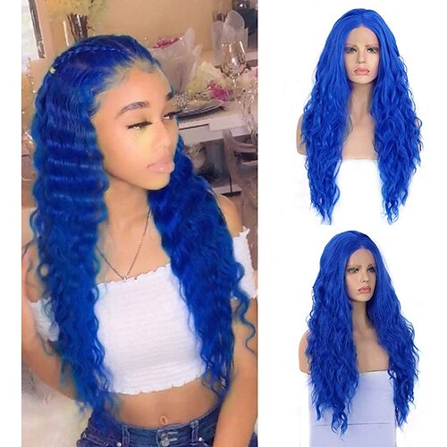 Synthetic Lace Front Wigs Blue Long Curly Wig Middle Part Wigs for Women Heat Resistant Hair Synthetic Lace Front Wig for Women
Synthetic Lace Front Wigs Blue Long Curly Wig Middle Part Wigs for Women Heat Resistant Hair Synthetic Lace Front Wig for Women