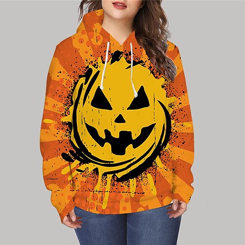 Women's Plus Size Tops Hoodie Sweatshirt Pumpkin Print Long Sleeve Hooded Casual Halloween Halloween Vacation Polyester Fall Winter Yellow
Women's Plus Size Tops Hoodie Sweatshirt Pumpkin Print Long Sleeve Hooded Casual Halloween Halloween Vacation Polyester Fall Winter Yellow