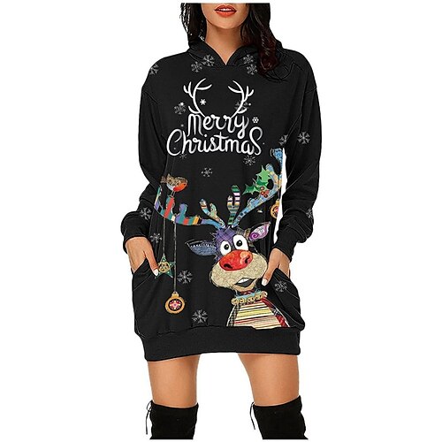 Women's Christmas Hoodie Dress Winter Dress Short Mini Dress Black And White Green Blue Red Black Long Sleeve Elk Snowflake Print Fall Winter Hooded Fashion Casual Modern 2022 S M L XL 2XL 3XL
Women's Christmas Hoodie Dress Winter Dress Short Mini Dress Black And White Green Blue Red Black Long Sleeve Elk Snowflake Print Fall Winter Hooded Fashion Casual Modern 2022 S M L XL 2XL 3XL