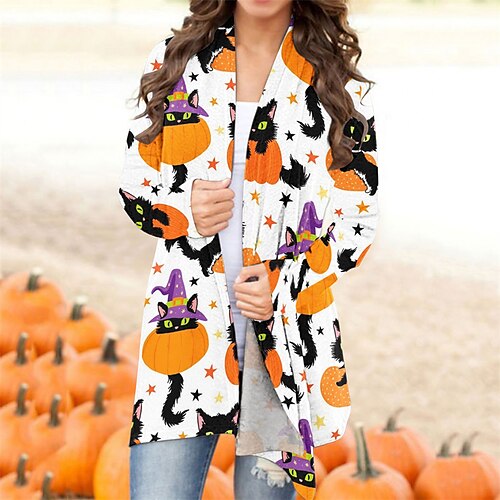Women's Casual Jacket Windproof Warm Outdoor Halloween Vacation Casual Daily Print Cardigan V Neck Comfortable Street Style Halloween Animal Regular Fit Outerwear Long Sleeve Winter Fall Black Blue
Women's Casual Jacket Windproof Warm Outdoor Halloween Vacation Casual Daily Print Cardigan V Neck Comfortable Street Style Halloween Animal Regular Fit Outerwear Long Sleeve Winter Fall Black Blue
