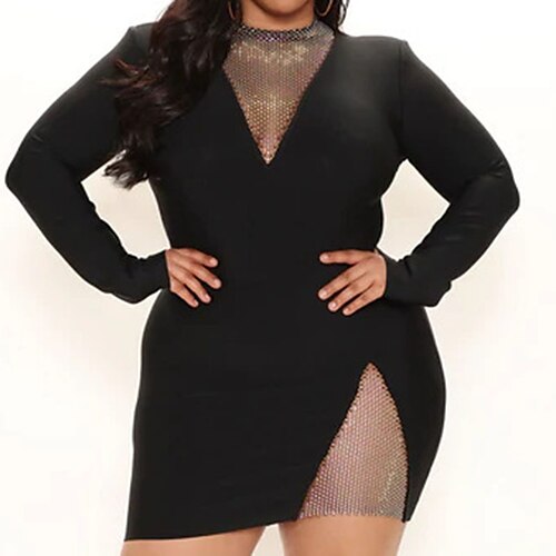 Women's Plus Size Party Dress Solid Color Crew Neck Long Sleeve Fall Winter Sexy Prom Dress Short Mini Dress Party Club Dress
Women's Plus Size Party Dress Solid Color Crew Neck Long Sleeve Fall Winter Sexy Prom Dress Short Mini Dress Party Club Dress