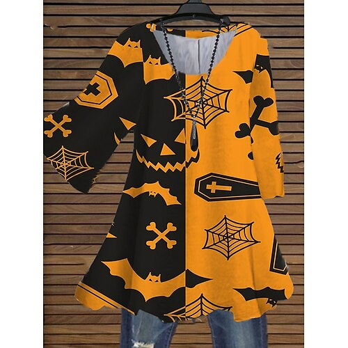 Women's Plus Size Tops Blouse Shirt Cat Letter Print 3/4 Length Sleeve Crewneck Casual Halloween Halloween Daily Cotton Spandex Jersey Fall Winter Blue Yellow
Women's Plus Size Tops Blouse Shirt Cat Letter Print 3/4 Length Sleeve Crewneck Casual Halloween Halloween Daily Cotton Spandex Jersey Fall Winter Blue Yellow