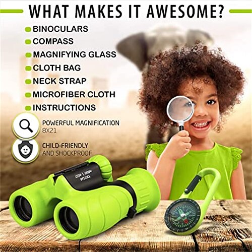 Children's Binoculars With Magnifying Glass And Compass (green)- Children's Binoculars For Boys And Girls Ages 3-12 - Perfect Basket Stuffing For Toddlers An Gift For Kids
Children's Binoculars With Magnifying Glass And Compass (green)- Children's Binoculars For Boys And Girls Ages 3-12 - Perfect Basket Stuffing For Toddlers An Gift For Kids