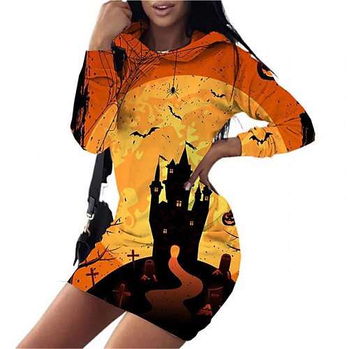 Women's Hoodie Dress Shift Dress Short Mini Dress Yellow Long Sleeve Print Pocket Print Fall Winter Hooded Vacation Casual Halloween 2022 S M L XL XXL 3XL
Women's Hoodie Dress Shift Dress Short Mini Dress Yellow Long Sleeve Print Pocket Print Fall Winter Hooded Vacation Casual Halloween 2022 S M L XL XXL 3XL