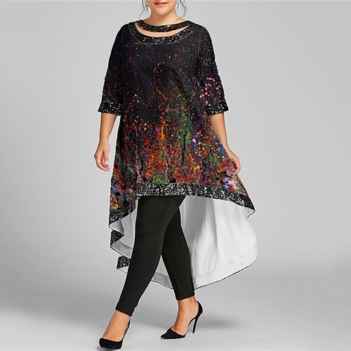 Women's Plus Size Casual Dress Color Gradient Boat Neck Half Sleeve Fall Winter Casual Maxi long Dress Vacation Going out Dress / 3D Print
Women's Plus Size Casual Dress Color Gradient Boat Neck Half Sleeve Fall Winter Casual Maxi long Dress Vacation Going out Dress / 3D Print