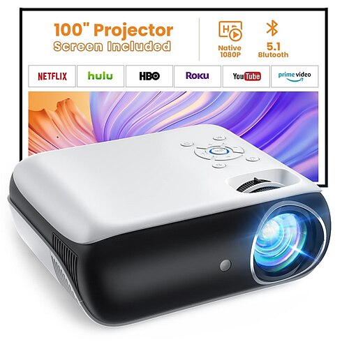 Projector Native 1080P Bluetooth Projector with 100''Screen 2500L 4K Supported Portable Outdoor Movie Projector Compatible with Smartphone HDMI USBAV Fire Stick PS5
Projector Native 1080P Bluetooth Projector with 100''Screen 2500L 4K Supported Portable Outdoor Movie Projector Compatible with Smartphone HDMI USBAV Fire Stick PS5
