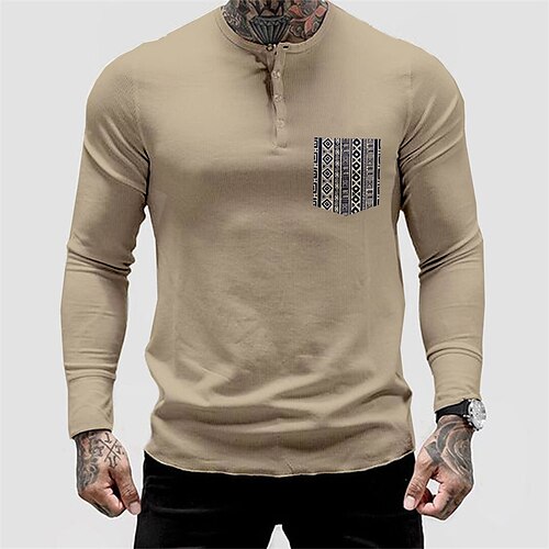 Men's T shirt Tee Graphic Tribal Crew Neck Khaki Long Sleeve Hot Stamping Street Daily Button-Down Print Tops Fashion Designer Casual Comfortable / Sports
Men's T shirt Tee Graphic Tribal Crew Neck Khaki Long Sleeve Hot Stamping Street Daily Button-Down Print Tops Fashion Designer Casual Comfortable / Sports
