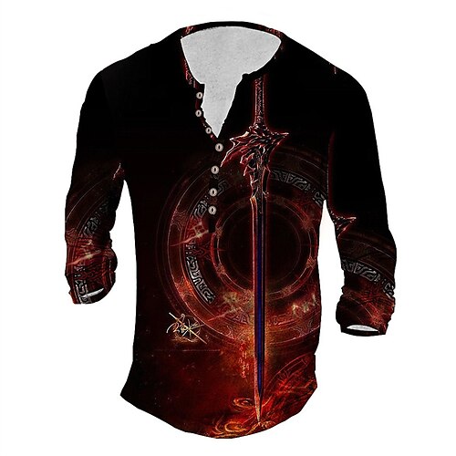 Men's T shirt Tee Henley Shirt Tee Graphic Henley Green Red 3D Print Sword Plus Size Outdoor Daily Long Sleeve Button-Down Print Clothing Apparel Basic Designer Classic Comfortable / Sports
Men's T shirt Tee Henley Shirt Tee Graphic Henley Green Red 3D Print Sword Plus Size Outdoor Daily Long Sleeve Button-Down Print Clothing Apparel Basic Designer Classic Comfortable / Sports