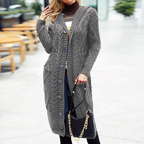 Women's Cardigan Sweater Jumper Ribbed Cable Knit Tunic Pocket Knitted Pure Color Hooded Stylish Casual Outdoor Daily Winter Fall Brown Gray S M L / Cotton / Long Sleeve / Cotton / Holiday
Women's Cardigan Sweater Jumper Ribbed Cable Knit Tunic Pocket Knitted Pure Color Hooded Stylish Casual Outdoor Daily Winter Fall Brown Gray S M L / Cotton / Long Sleeve / Cotton / Holiday