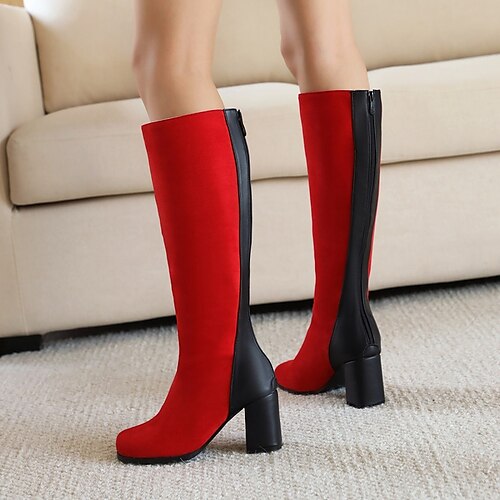 Women's Boots Party Daily Knee High Boots Winter Chunky Heel Square Toe Minimalism Suede Zipper Color Block Black Red
Women's Boots Party Daily Knee High Boots Winter Chunky Heel Square Toe Minimalism Suede Zipper Color Block Black Red