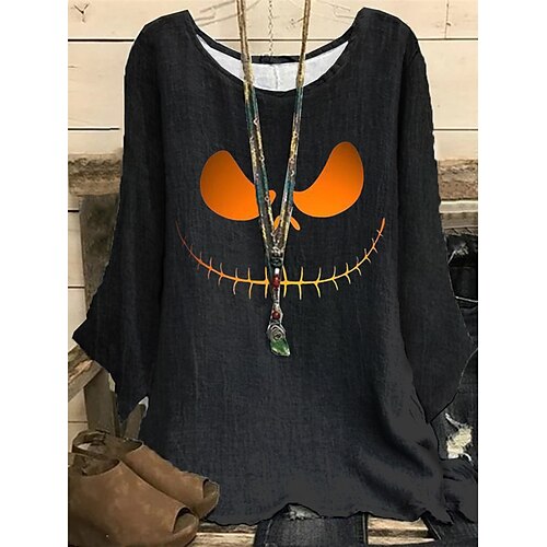 Women's Plus Size Tops Blouse Shirt Pumpkin Print Long Sleeve Crewneck Casual Halloween Halloween Daily Polyester Fall Winter Black
Women's Plus Size Tops Blouse Shirt Pumpkin Print Long Sleeve Crewneck Casual Halloween Halloween Daily Polyester Fall Winter Black