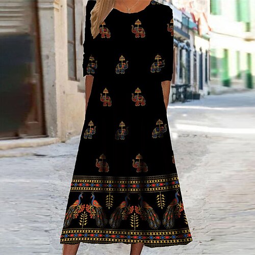 Women's Casual Dress Swing Dress Midi Dress Black Yellow Long Sleeve Floral Pocket Print Fall Winter Round Neck Vacation Casual 2022 S M L XL XXL 3XL
Women's Casual Dress Swing Dress Midi Dress Black Yellow Long Sleeve Floral Pocket Print Fall Winter Round Neck Vacation Casual 2022 S M L XL XXL 3XL