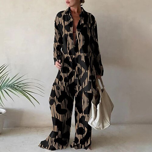 Women's Pajamas Sets Pjs 2 Pieces Patchwork Grid / Plaid Comfort Home Daily Polyester Lapel Long Sleeve Button Winter Fall Brown Black
Women's Pajamas Sets Pjs 2 Pieces Patchwork Grid / Plaid Comfort Home Daily Polyester Lapel Long Sleeve Button Winter Fall Brown Black