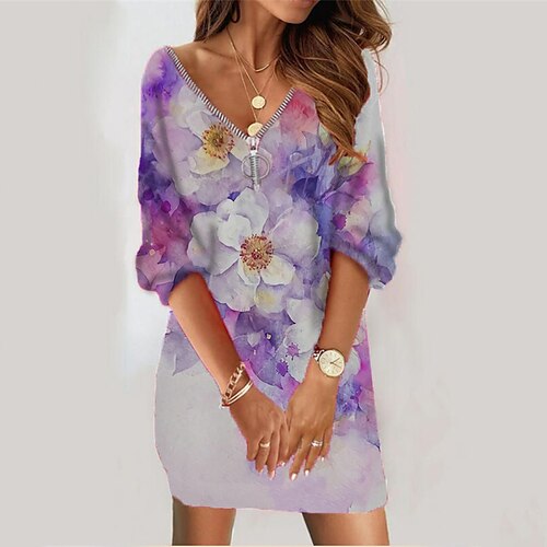 Women's Sweatshirt Dress Shift Dress Short Mini Dress Green Blue Purple Fuchsia Orange Light Blue Long Sleeve Floral Zipper Print Fall Winter V Neck Vacation Casual 2022 S M L XL XXL 3XL / 3D Print
Women's Sweatshirt Dress Shift Dress Short Mini Dress Green Blue Purple Fuchsia Orange Light Blue Long Sleeve Floral Zipper Print Fall Winter V Neck Vacation Casual 2022 S M L XL XXL 3XL / 3D Print