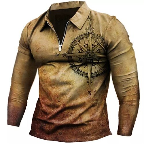 Men's Collar Polo Shirt Golf Shirt Compass Turndown Khaki 3D Print Outdoor Street Long Sleeve Zipper Print Clothing Apparel Fashion Designer Casual Breathable
Men's Collar Polo Shirt Golf Shirt Compass Turndown Khaki 3D Print Outdoor Street Long Sleeve Zipper Print Clothing Apparel Fashion Designer Casual Breathable