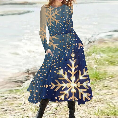 Women's Casual Dress A Line Dress Midi Dress Blue Gold Long Sleeve Color Gradient Snowflake Pocket Print Fall Winter Round Neck Vacation Casual 2022 S M L XL XXL 3XL
Women's Casual Dress A Line Dress Midi Dress Blue Gold Long Sleeve Color Gradient Snowflake Pocket Print Fall Winter Round Neck Vacation Casual 2022 S M L XL XXL 3XL