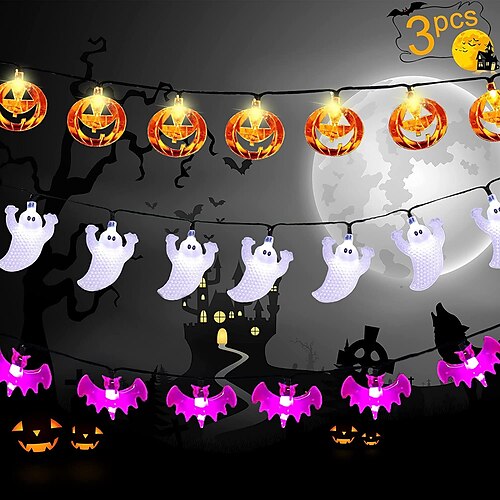 3pcs Halloween Lights Pumpkin Ghost Bat String Lights 3M 20LEDs Battery Powered Halloween Party Garden Window Balcony Decorative Lights
3pcs Halloween Lights Pumpkin Ghost Bat String Lights 3M 20LEDs Battery Powered Halloween Party Garden Window Balcony Decorative Lights