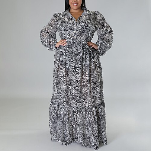 Women's Plus Size Casual Dress Abstract Shirt Collar Long Sleeve Fall Winter Stylish Elegant Casual Maxi long Dress Daily Vacation Dress / 3D Print
Women's Plus Size Casual Dress Abstract Shirt Collar Long Sleeve Fall Winter Stylish Elegant Casual Maxi long Dress Daily Vacation Dress / 3D Print