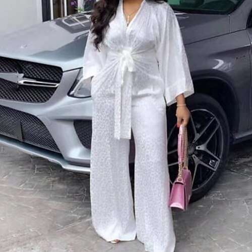 Women's Jumpsuit Lace up Pocket Solid Color V Neck Streetwear Street Daily Regular Fit Long Sleeve White M L XL Winter
Women's Jumpsuit Lace up Pocket Solid Color V Neck Streetwear Street Daily Regular Fit Long Sleeve White M L XL Winter