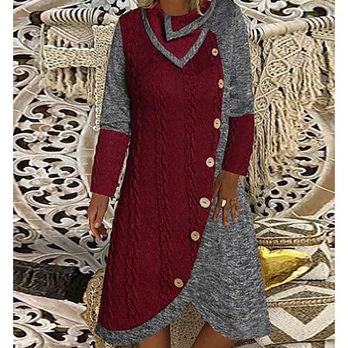 Women's Sheath Dress Knit Dress Midi Dress Wine Long Sleeve Color Block Patchwork Winter Fall Autumn Shirt Collar Modern Winter Dress Fall Dress 2022 S M L XL 2XL 3XL
Women's Sheath Dress Knit Dress Midi Dress Wine Long Sleeve Color Block Patchwork Winter Fall Autumn Shirt Collar Modern Winter Dress Fall Dress 2022 S M L XL 2XL 3XL