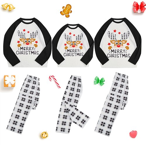 Christmas Pajamas Family Set Ugly Plaid Deer Home White Long Sleeve Mom Dad and Me Daily Matching Outfits
Christmas Pajamas Family Set Ugly Plaid Deer Home White Long Sleeve Mom Dad and Me Daily Matching Outfits
