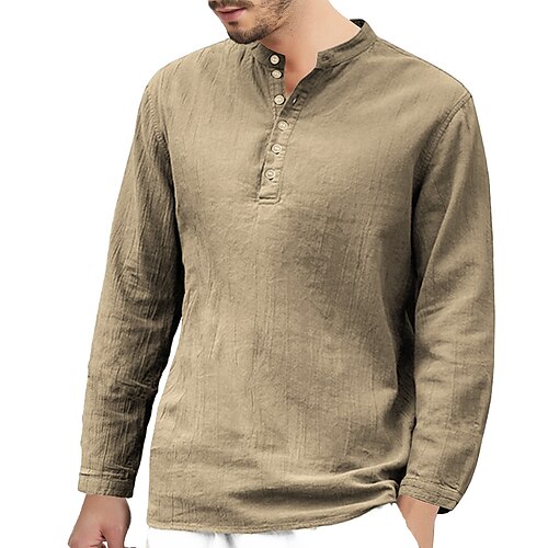 Men's Shirt Solid Color Round Neck Street Casual Button-Down Print Long Sleeve Tops Casual Fashion Designer Breathable White Khaki Navy Blue
Men's Shirt Solid Color Round Neck Street Casual Button-Down Print Long Sleeve Tops Casual Fashion Designer Breathable White Khaki Navy Blue