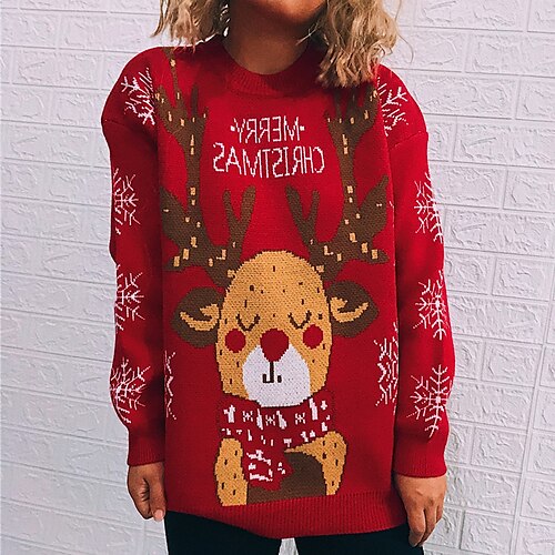 Women's Ugly Sweater Pullover Sweater Jumper Ribbed Knit Patchwork Knitted Animal Crew Neck Stylish Casual Outdoor Christmas Fall Winter Black Red S M L / Long Sleeve
Women's Ugly Sweater Pullover Sweater Jumper Ribbed Knit Patchwork Knitted Animal Crew Neck Stylish Casual Outdoor Christmas Fall Winter Black Red S M L / Long Sleeve