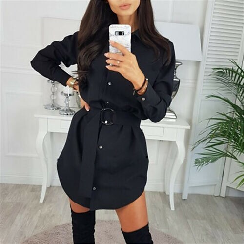 Women's Casual Dress Shirt Dress Short Mini Dress Black Long Sleeve Pure Color Patchwork Button With Belt Fall Winter Shirt Collar Fashion Modern 2022 S M L XL XXL 3XL / Cotton
Women's Casual Dress Shirt Dress Short Mini Dress Black Long Sleeve Pure Color Patchwork Button With Belt Fall Winter Shirt Collar Fashion Modern 2022 S M L XL XXL 3XL / Cotton
