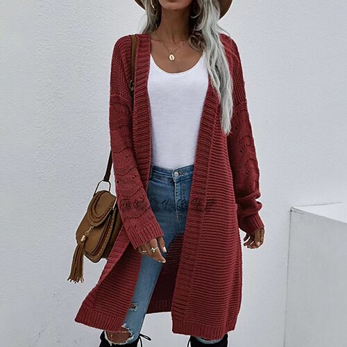 Women's Cardigan Sweater Jumper Ribbed Knit Tunic Knitted Pure Color Open Front Stylish Casual Outdoor Daily Fall Winter Black Wine One-Size / Long Sleeve
Women's Cardigan Sweater Jumper Ribbed Knit Tunic Knitted Pure Color Open Front Stylish Casual Outdoor Daily Fall Winter Black Wine One-Size / Long Sleeve