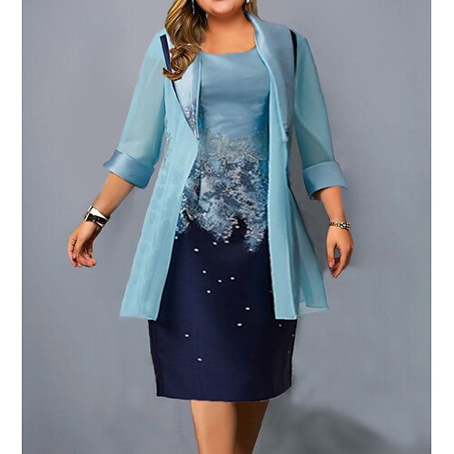 Women's Plus Size Dress Set Color Block Crew Neck Layered 3/4 Length Sleeve Winter Fall Stylish Midi Dress Work Date Dress
Women's Plus Size Dress Set Color Block Crew Neck Layered 3/4 Length Sleeve Winter Fall Stylish Midi Dress Work Date Dress