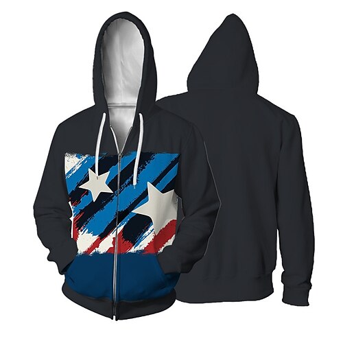 Men's Unisex Full Zip Hoodie Jacket Hooded Graphic Prints Stars National Flag Zipper Print Sports Outdoor Daily Sports 3D Print Streetwear Designer Casual Hoodies Sweatshirts Long Sleeve Blue
Men's Unisex Full Zip Hoodie Jacket Hooded Graphic Prints Stars National Flag Zipper Print Sports Outdoor Daily Sports 3D Print Streetwear Designer Casual Hoodies Sweatshirts Long Sleeve Blue