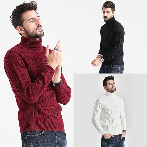 Men's Sweater Pullover Sweater Jumper Turtleneck Sweater Ribbed Knit Cropped Knitted Solid Color Turtleneck Basic Stylish Outdoor Daily Clothing Apparel Winter Fall Black Red M L XL
Men's Sweater Pullover Sweater Jumper Turtleneck Sweater Ribbed Knit Cropped Knitted Solid Color Turtleneck Basic Stylish Outdoor Daily Clothing Apparel Winter Fall Black Red M L XL