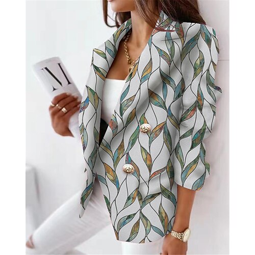 Women's Blazer Breathable Formal Office Work with Pockets Print Double Breasted Turndown Elegant Formal Modern Office / career Leaves Regular Fit Outerwear Long Sleeve Winter Fall Green S M L XL XXL
Women's Blazer Breathable Formal Office Work with Pockets Print Double Breasted Turndown Elegant Formal Modern Office / career Leaves Regular Fit Outerwear Long Sleeve Winter Fall Green S M L XL XXL