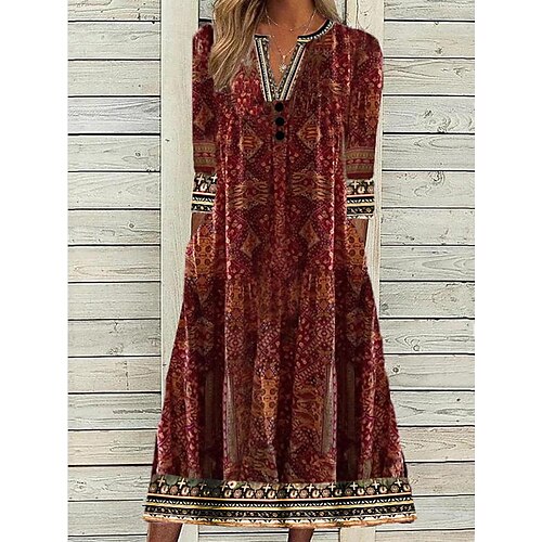 Per donna Abito casual Abito etnico Vestito longuette Vino Mezza manica Stampa Stampa Estate Primavera A V Moda 2023 S M L XL 2XL 3XL
Per donna Abito casual Abito etnico Vestito longuette Vino Mezza manica Stampa Stampa Estate Primavera A V Moda 2023 S M L XL 2XL 3XL