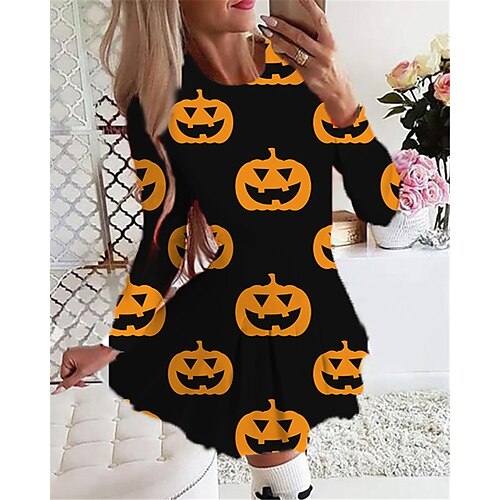 Women's Casual Dress Swing Dress Short Mini Dress Yellow Wine Gray White Black Long Sleeve Plaid Pumpkin Ghost Print Fall Winter Round Neck Vacation Casual Halloween 2022 S M L XL 2XL 3XL 4XL 5XL 6XL
Women's Casual Dress Swing Dress Short Mini Dress Yellow Wine Gray White Black Long Sleeve Plaid Pumpkin Ghost Print Fall Winter Round Neck Vacation Casual Halloween 2022 S M L XL 2XL 3XL 4XL 5XL 6XL