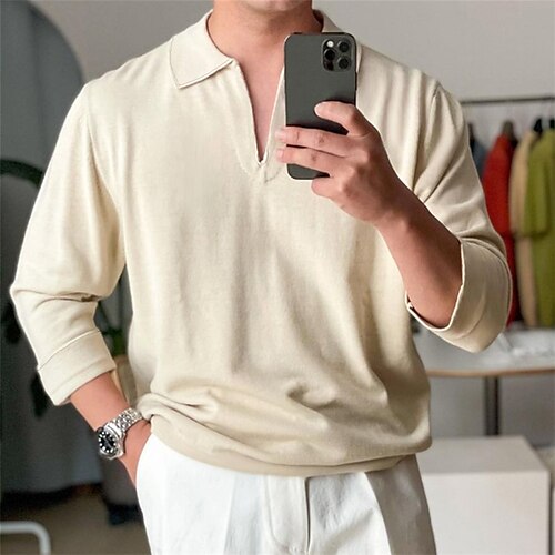Men's T shirt Tee Solid Colored Turndown Beige Street Daily Long Sleeve Button-Down Clothing Apparel Fashion Designer Casual Comfortable / Sports
Men's T shirt Tee Solid Colored Turndown Beige Street Daily Long Sleeve Button-Down Clothing Apparel Fashion Designer Casual Comfortable / Sports