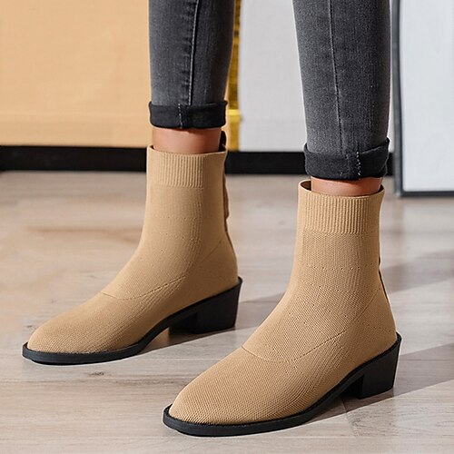 Women's Boots Booties Ankle Boots Winter Block Heel Pointed Toe Tissage Volant Loafer Black Khaki
Women's Boots Booties Ankle Boots Winter Block Heel Pointed Toe Tissage Volant Loafer Black Khaki