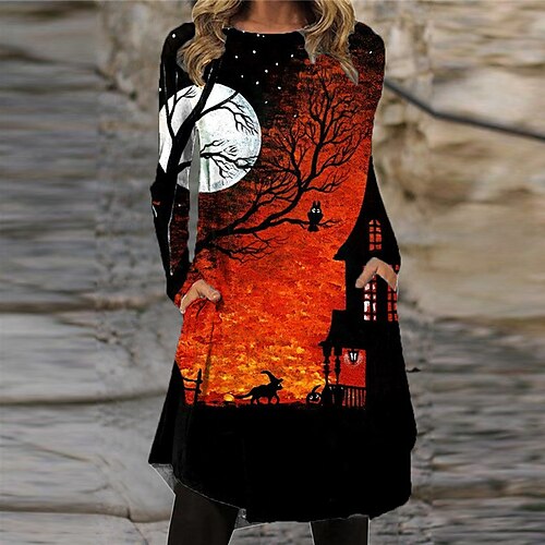 Women's Casual Dress T Shirt Dress Tee Dress Knee Length Dress Orange Long Sleeve Print Pocket Print Fall Winter Crew Neck Vacation Casual Halloween 2022 S M L XL XXL 3XL
Women's Casual Dress T Shirt Dress Tee Dress Knee Length Dress Orange Long Sleeve Print Pocket Print Fall Winter Crew Neck Vacation Casual Halloween 2022 S M L XL XXL 3XL