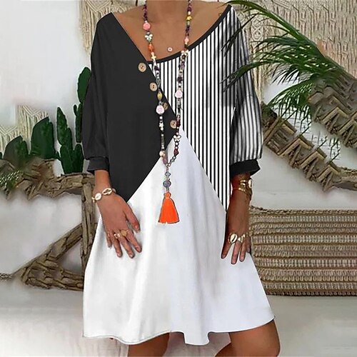 Women's Casual Dress T Shirt Dress Tee Dress Knee Length Dress Black Long Sleeve Color Block Striped Print Fall Winter V Neck Fashion Casual Modern 2022 S M L XL XXL 3XL / Cotton
Women's Casual Dress T Shirt Dress Tee Dress Knee Length Dress Black Long Sleeve Color Block Striped Print Fall Winter V Neck Fashion Casual Modern 2022 S M L XL XXL 3XL / Cotton
