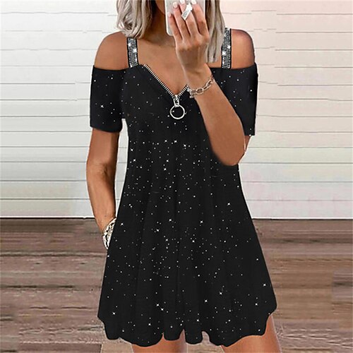 Women's Casual Dress A Line Dress Short Mini Dress Black Short Sleeve Polka Dot Sequins Zipper Pocket Spring Summer V Neck Casual Modern 2022 S M L XL XXL
Women's Casual Dress A Line Dress Short Mini Dress Black Short Sleeve Polka Dot Sequins Zipper Pocket Spring Summer V Neck Casual Modern 2022 S M L XL XXL