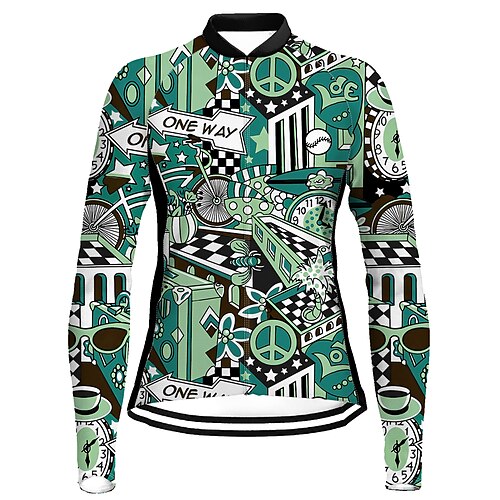 21Grams Women's Cycling Jersey Long Sleeve Bike Top with 3 Rear Pockets Mountain Bike MTB Road Bike Cycling Breathable Quick Dry Moisture Wicking Reflective Strips Green Graphic Polyester Spandex
21Grams Women's Cycling Jersey Long Sleeve Bike Top with 3 Rear Pockets Mountain Bike MTB Road Bike Cycling Breathable Quick Dry Moisture Wicking Reflective Strips Green Graphic Polyester Spandex