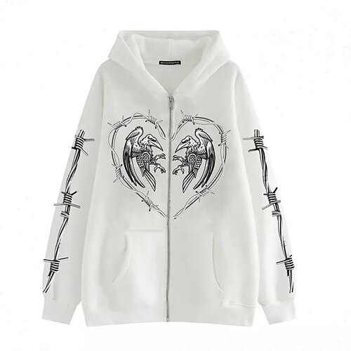 Women's Casual Jacket Windproof Warm Outdoor Street Daily Vacation Zipper Pocket Print Zipper Hoodie Fashion Casual Street Style Heart Regular Fit Outerwear Long Sleeve Winter Fall Black Gray White S
Women's Casual Jacket Windproof Warm Outdoor Street Daily Vacation Zipper Pocket Print Zipper Hoodie Fashion Casual Street Style Heart Regular Fit Outerwear Long Sleeve Winter Fall Black Gray White S