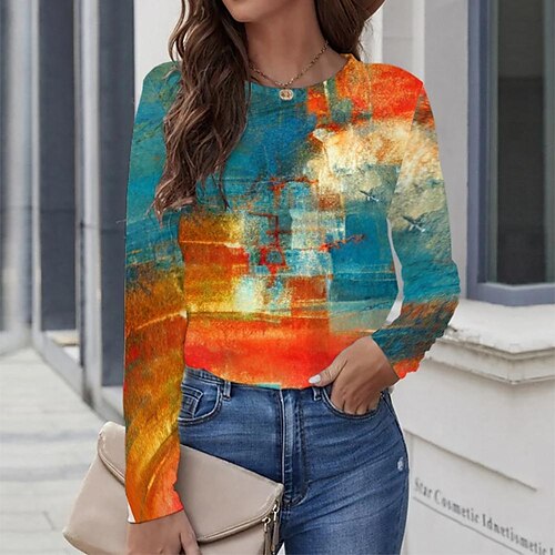 Women's T shirt Tee Orange Graphic Graffiti Print Long Sleeve Casual Daily Vintage Round Neck Regular Painting S / 3D Print
Women's T shirt Tee Orange Graphic Graffiti Print Long Sleeve Casual Daily Vintage Round Neck Regular Painting S / 3D Print
