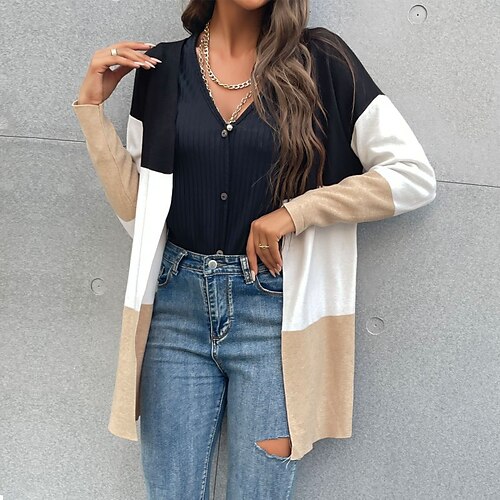 Women's Cardigan Sweater Jumper Ribbed Knit Knitted Color Block Open Front Stylish Casual Outdoor Daily Fall Winter Khaki S M L / Long Sleeve
Women's Cardigan Sweater Jumper Ribbed Knit Knitted Color Block Open Front Stylish Casual Outdoor Daily Fall Winter Khaki S M L / Long Sleeve