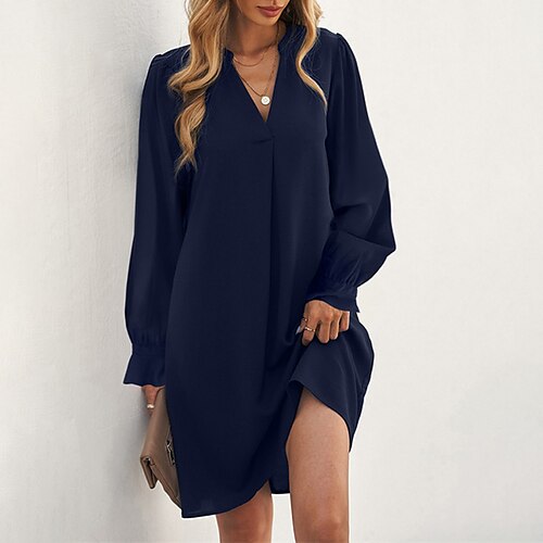 Women's Casual Dress Shift Dress Short Mini Dress Black Dark Blue Long Sleeve Pure Color Ruched Fall Winter V Neck Stylish Casual Modern 2022 S M L XL
Women's Casual Dress Shift Dress Short Mini Dress Black Dark Blue Long Sleeve Pure Color Ruched Fall Winter V Neck Stylish Casual Modern 2022 S M L XL