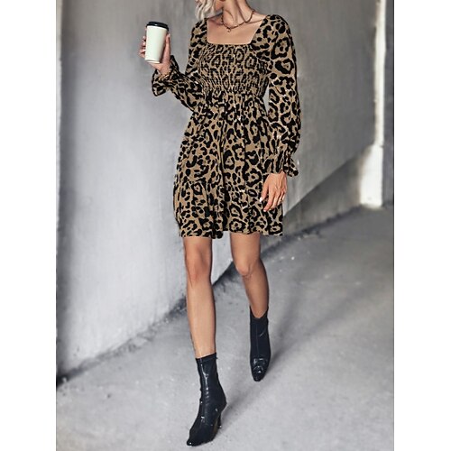 Women's Casual Dress A Line Dress Short Mini Dress Grey Brown Long Sleeve Leopard Ruched Print Fall Winter Square Neck Fashion Casual 2022 S M L XL
Women's Casual Dress A Line Dress Short Mini Dress Grey Brown Long Sleeve Leopard Ruched Print Fall Winter Square Neck Fashion Casual 2022 S M L XL