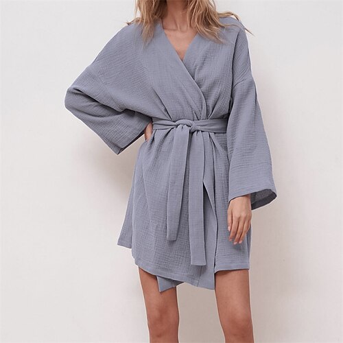 Women's Pajamas Robes Gown Bathrobes Pjs Pure Color Basic Fashion Simple Home Daily Bed Cotton Breathable V Wire Long Sleeve Winter Fall Gray White / Spa
Women's Pajamas Robes Gown Bathrobes Pjs Pure Color Basic Fashion Simple Home Daily Bed Cotton Breathable V Wire Long Sleeve Winter Fall Gray White / Spa
