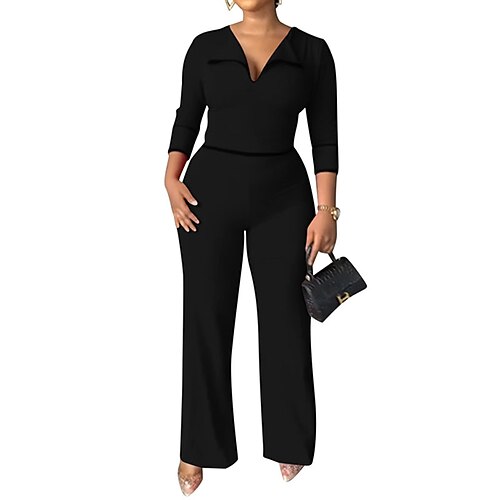 Women's Jumpsuit High Waist Solid Color Shirt Collar Streetwear Street Daily Regular Fit 3/4 Length Sleeve Blue Yellow Wine S M L Winter
Women's Jumpsuit High Waist Solid Color Shirt Collar Streetwear Street Daily Regular Fit 3/4 Length Sleeve Blue Yellow Wine S M L Winter