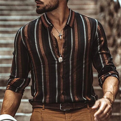 Men's Shirt Striped Turndown Wine Long Sleeve 3D Print Outdoor Street Button-Down Print Tops Fashion Designer Casual Breathable
Men's Shirt Striped Turndown Wine Long Sleeve 3D Print Outdoor Street Button-Down Print Tops Fashion Designer Casual Breathable