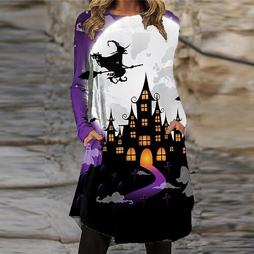 Women's Casual Dress T Shirt Dress Tee Dress Knee Length Dress Purple Long Sleeve Print Pocket Print Fall Winter Crew Neck Vacation Casual Halloween 2022 S M L XL XXL 3XL
Women's Casual Dress T Shirt Dress Tee Dress Knee Length Dress Purple Long Sleeve Print Pocket Print Fall Winter Crew Neck Vacation Casual Halloween 2022 S M L XL XXL 3XL